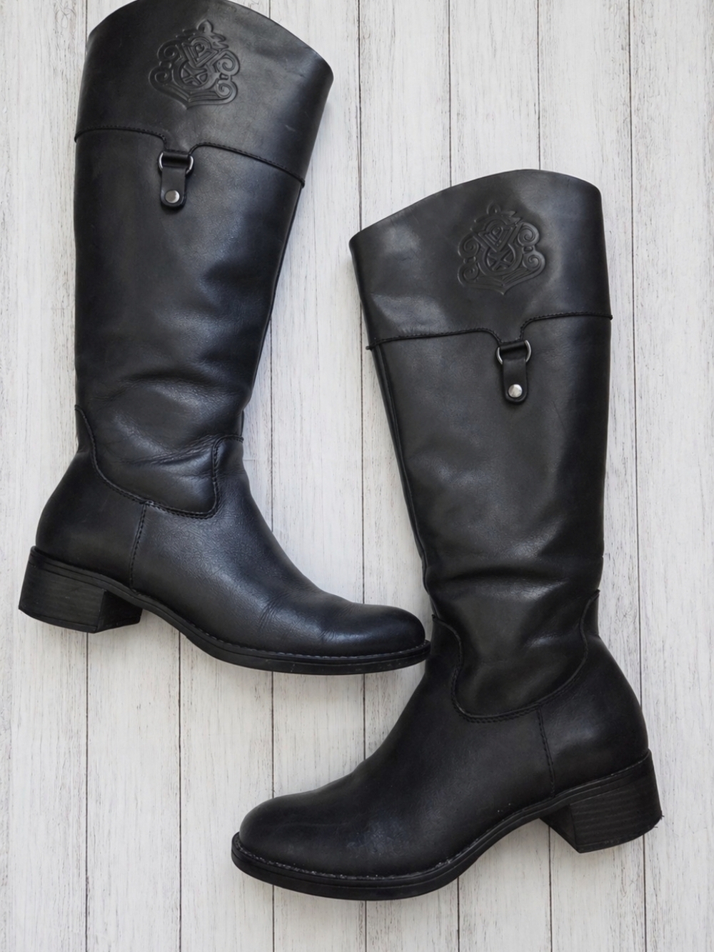 Franco Sarto Black L-Clarity Leather Riding Boots